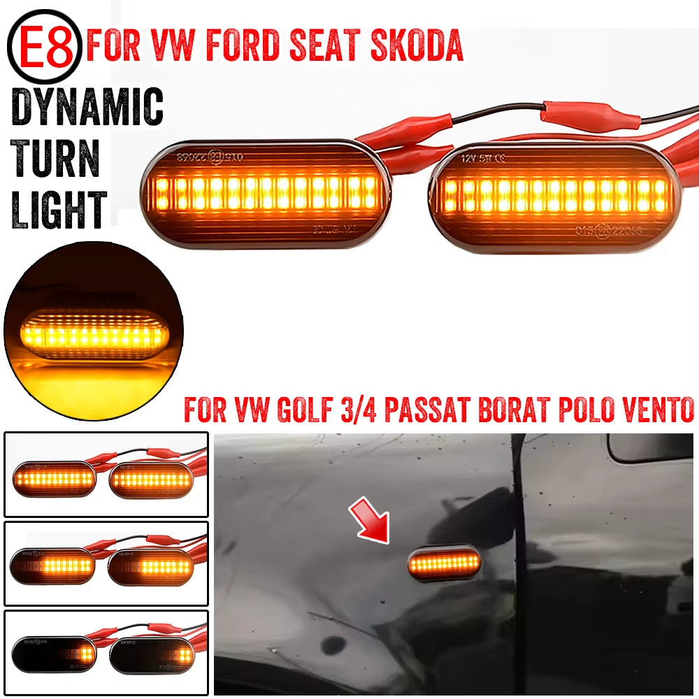 2PCS Led Dynamic Side Marker Turn Signal Light Sequential Blinker Light for VW Golf 3 4 MK3 MK4 Passat 3BG Polo 6N 9N Bora Vento