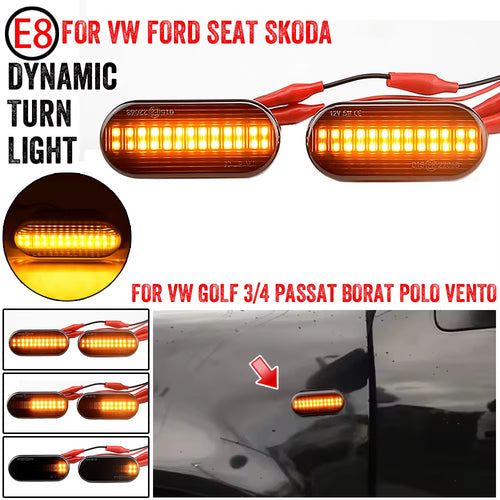 2PCS Led Dynamic Side Marker Turn Signal Light Sequential Blinker Light for VW Golf 3 4 MK3 MK4 Passat 3BG Polo 6N 9N Bora Vento