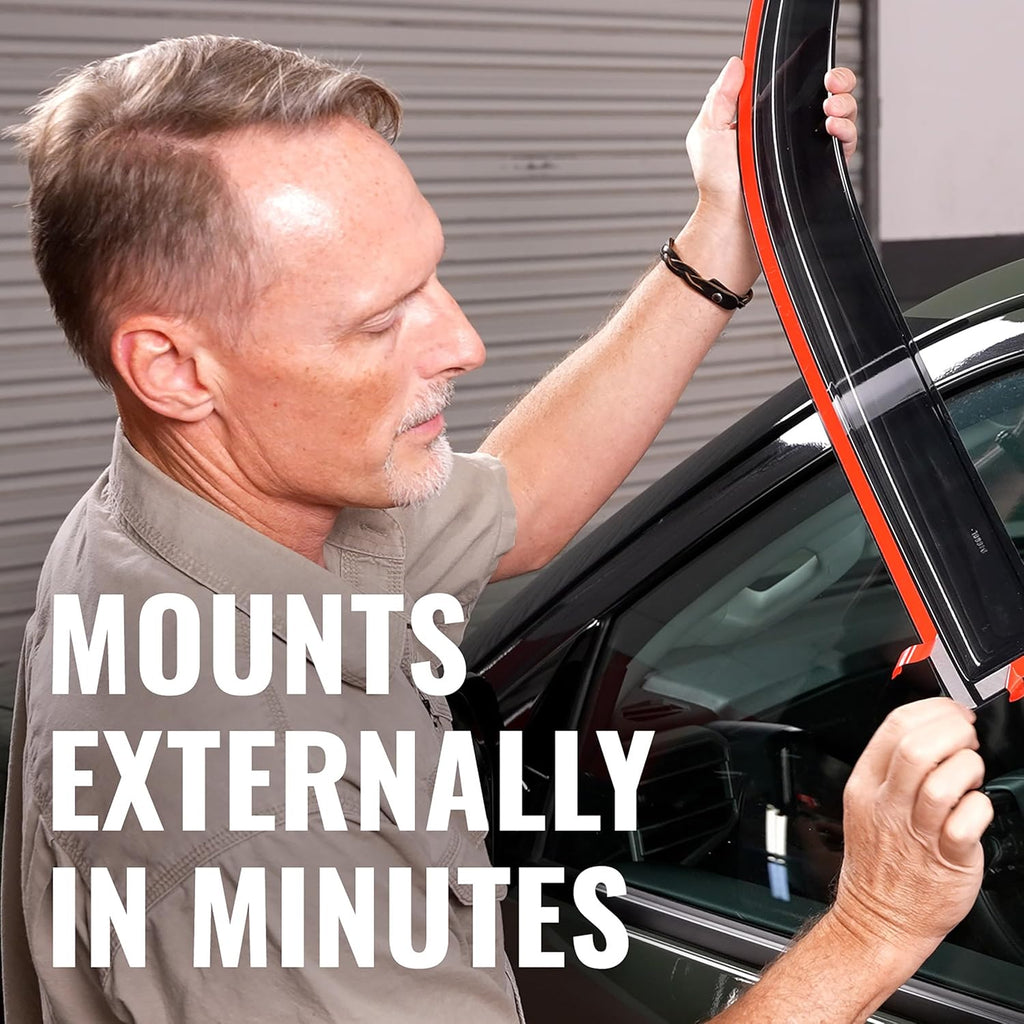 [AVS] outside Mount Rain Guards for 2008 - 2020 Dodge Journey | Window Vent Visors, 4 Pcs. - Smoke | 94072