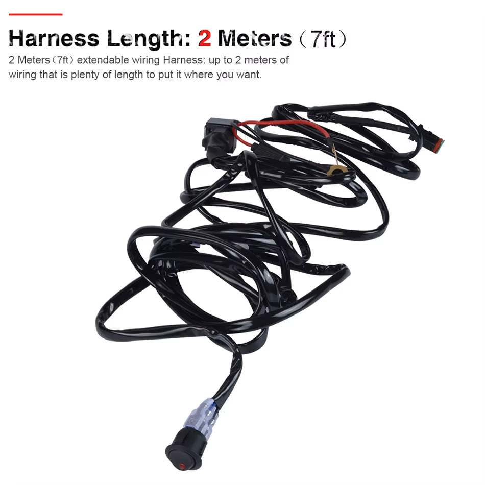 DT Plug Wiring Harness 12V 40A Relay Fuse On/Off Waterproof Switch Kit for 500W 400W 300W 200W 100W 6-52 Inch Led Work Light Bar