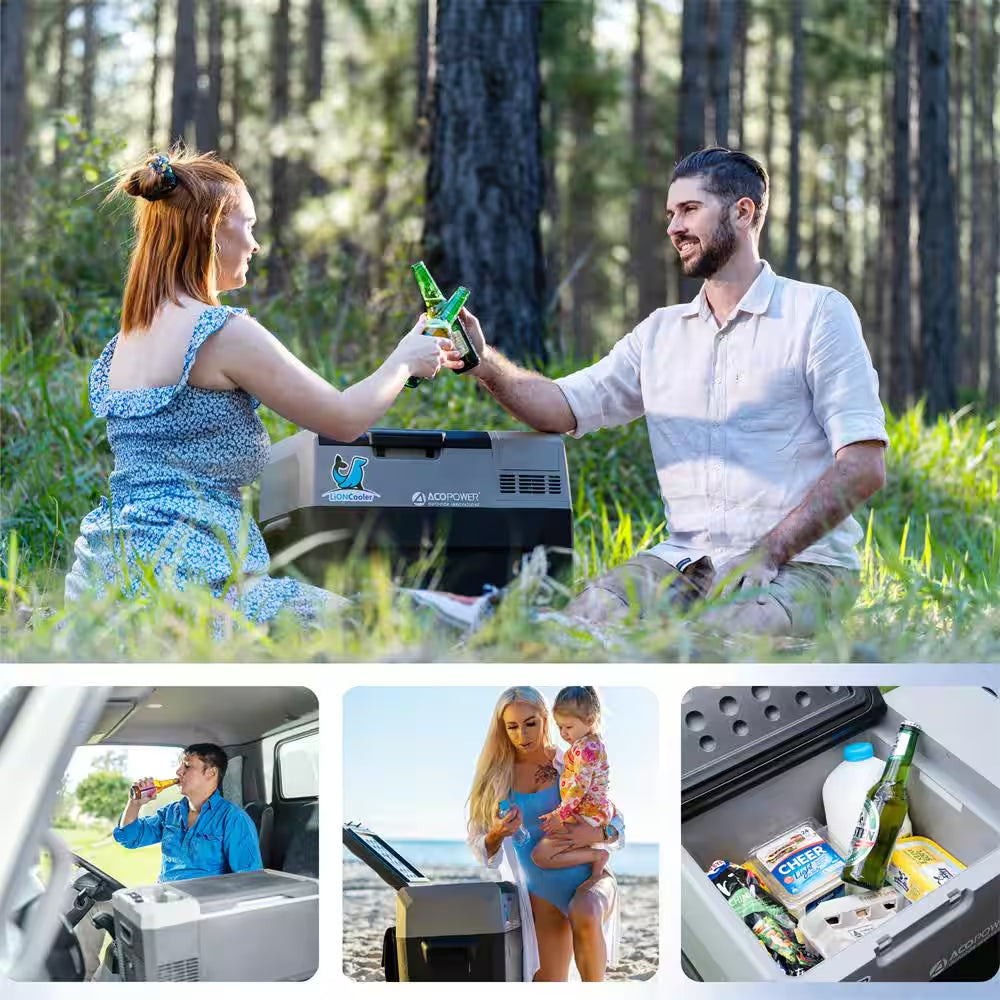 42 Qt. Car Freezer with APP Control and 6 In. Off-Road Wheels, 12-Volt, 45-Watt Cooler Freezer, Low Noice