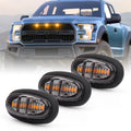 3Pcs Front Grille Light Raptor Style Smoked Lens Amber LED Light 12V 0.6A 6W for Ford F150 LED Grill Light