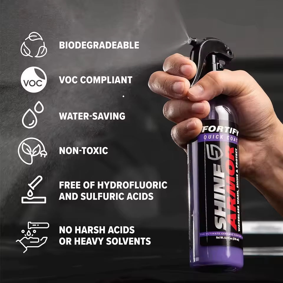 SHINE Ceramic Coating Fortify Quick Coat Car Wax Polish Spray Waterless Wash Wax Hydrophobic Top Coat Polish Polymer Paint