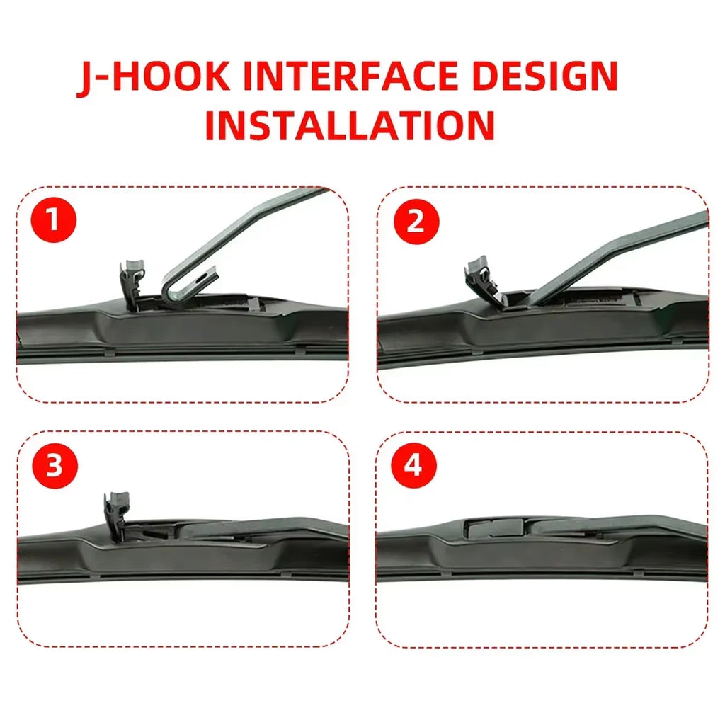 Universal General J/U Hook Wiper Blade 16' 17' 18' 19' 20' 21' 22' 24' 26' Windshield Windscreen Rubber Accessories Three Sectio