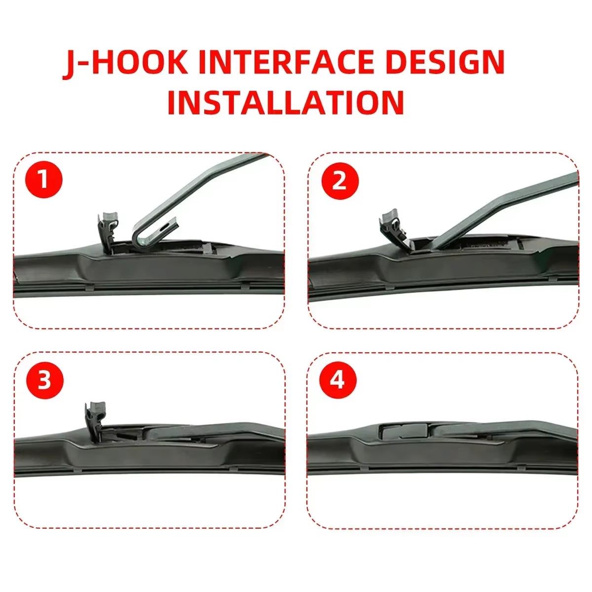 Universal General J/U Hook Wiper Blade 16' 17' 18' 19' 20' 21' 22' 24' 26' Windshield Windscreen Rubber Accessories Three Sectio