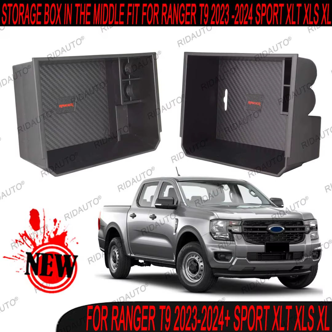 Center Console Tray Armrest Storage Box Holder with Tray for NEXT GEN FORD RANGER 2023 2024 RAPTOR WILDTRAK X SPORT XLT XLS XL