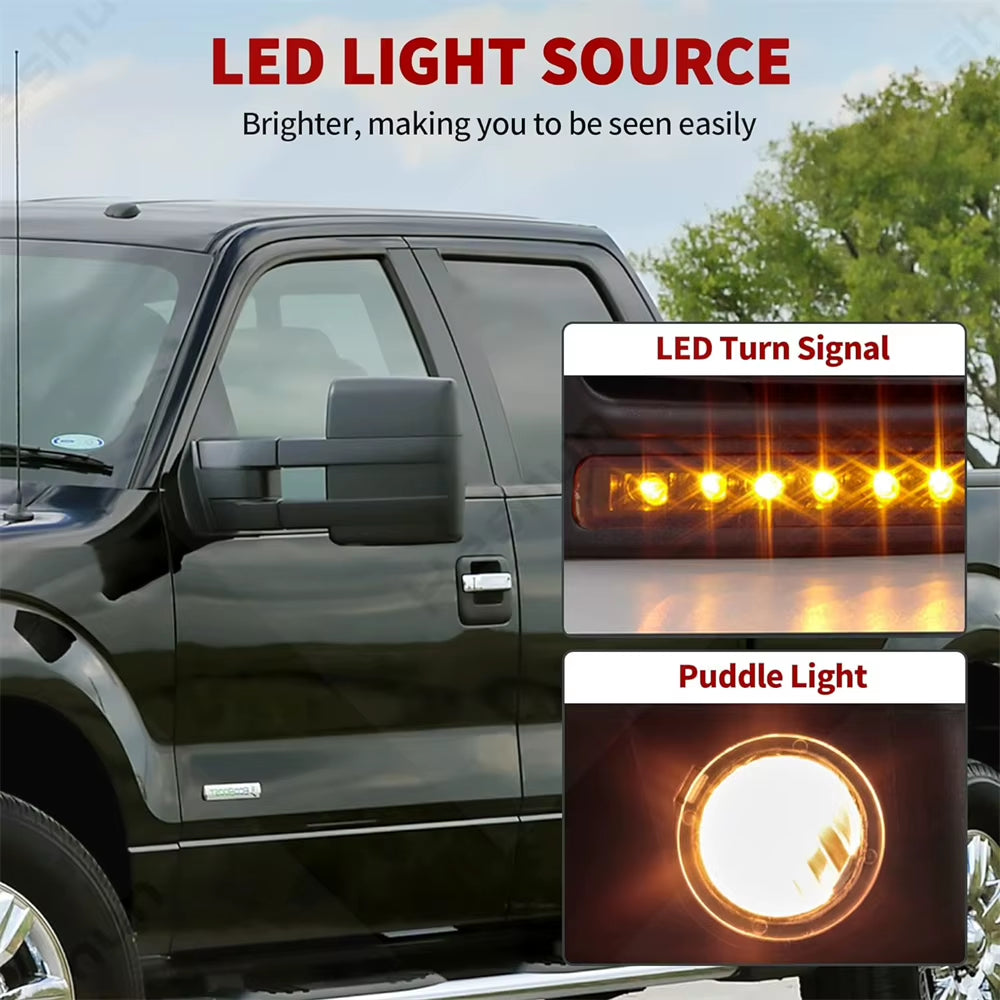 For Ford F-150 F150 Raptor 2004-2006 2007 2008 2009 2012 2013 2014 Pair Tow Mirrors Extendable Towing Mirrors LED Side Mirror