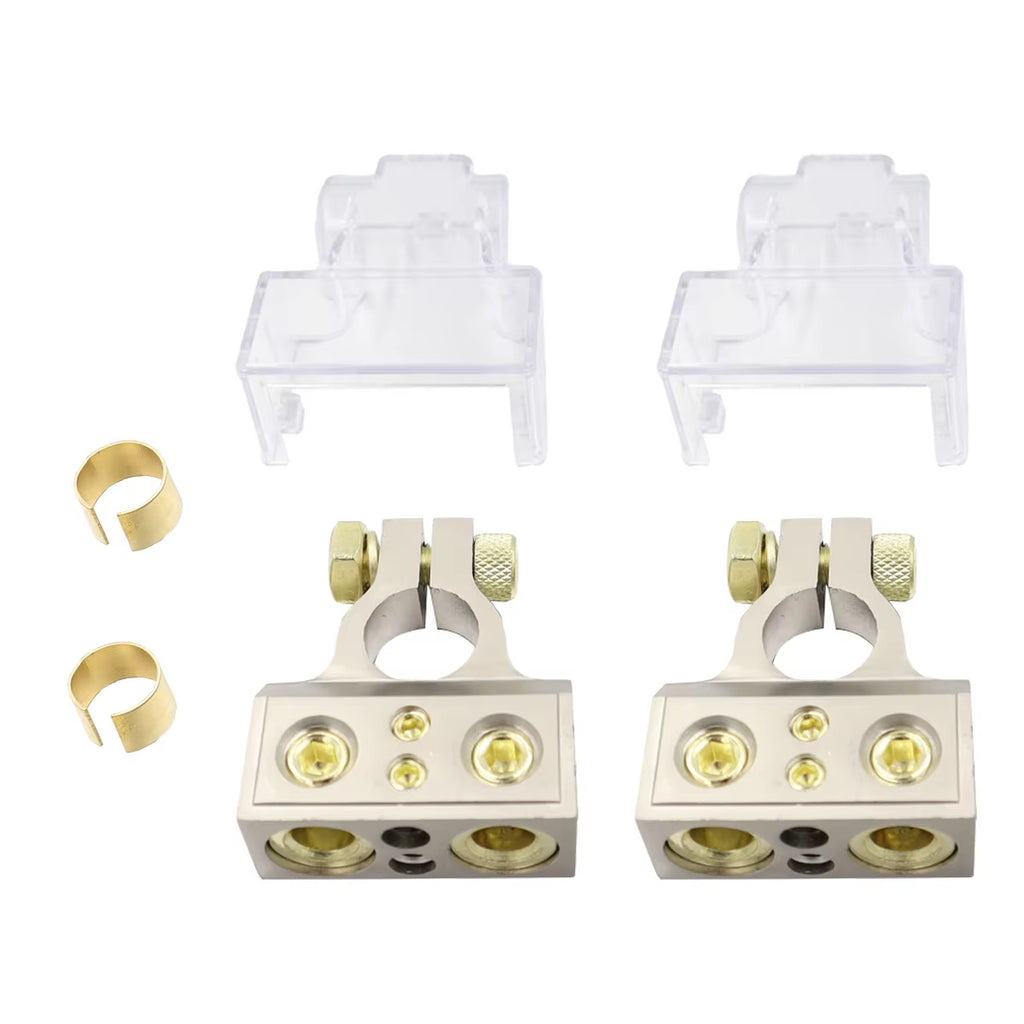Battery Terminal Connectors 0/2/4/6/8/10 AWG Battery Terminals Car Marine Battery Terminal Connector with Shims Protector Cover
