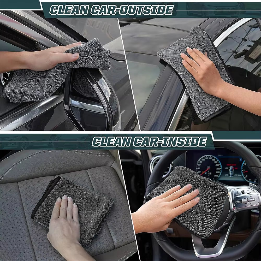 Micro Fiber Pile Auto Care Microfibre Detailing Microfiber Car Wash Cleaning Cloth Twisted Large Twist Loop Drying Towel for Car