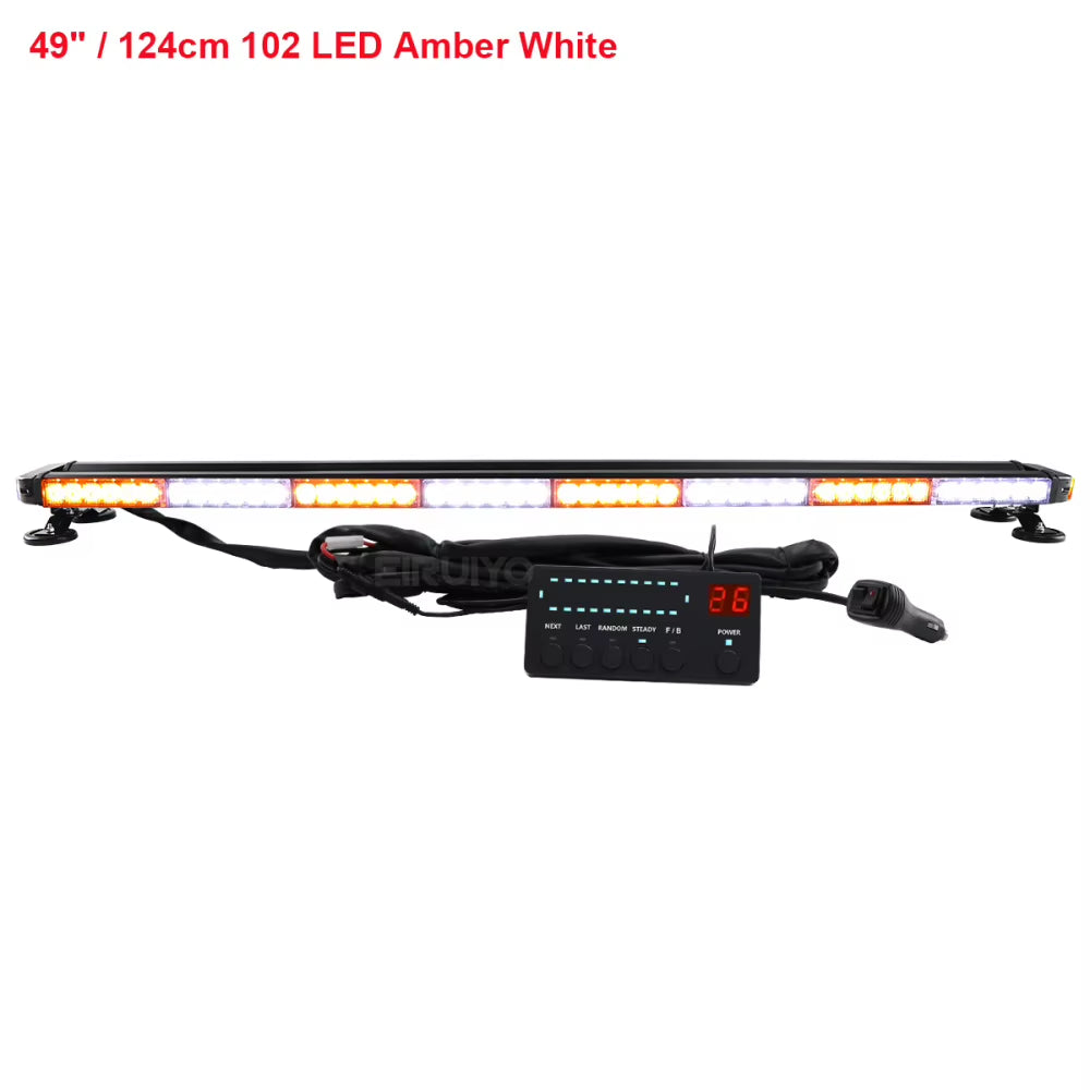 37" 43" 49" Amber White Emergency Warning LED Strobe Light Bar Roof Law Enforcement Flashing Lamp for Tow Truck 26 Modes