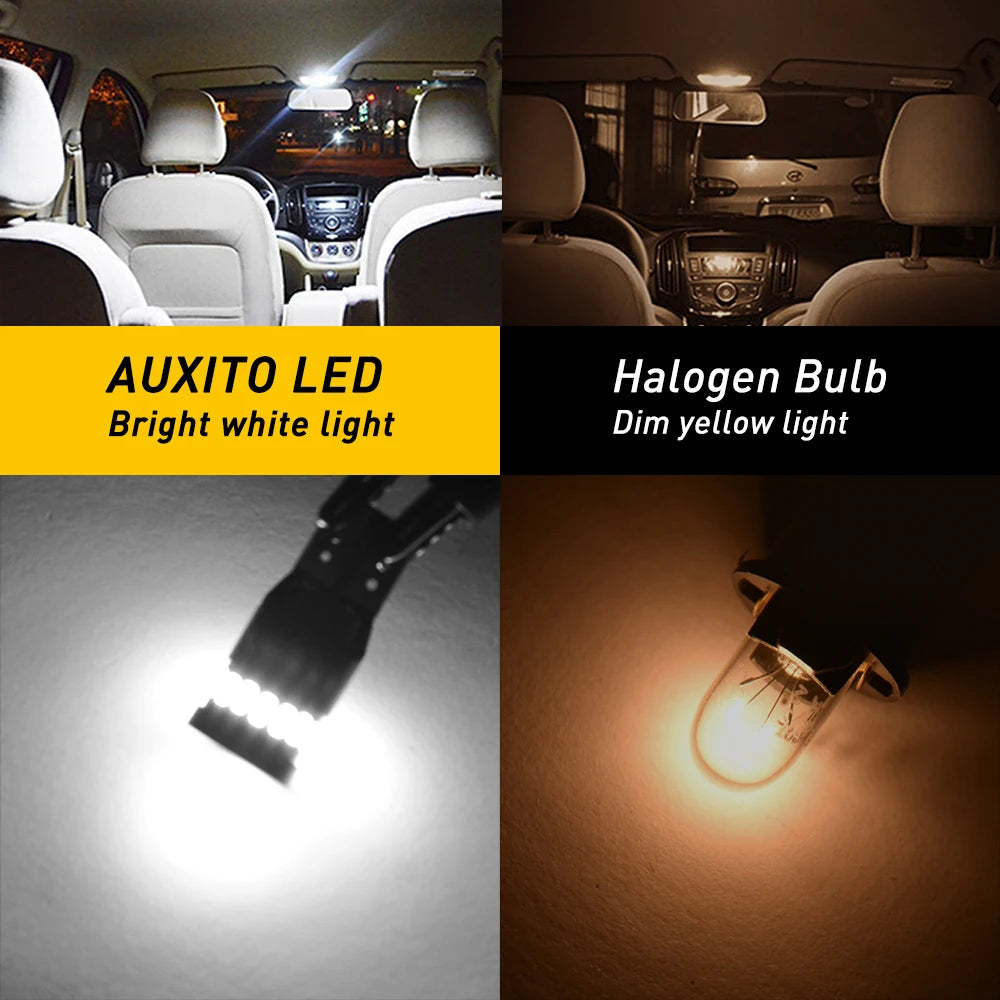 10Pcs W5W T10 LED Bulbs Canbus No Error Car Interior Light 194 501 192 158 2825 License Plate Lamp Dome Read DRL Bulb 12V