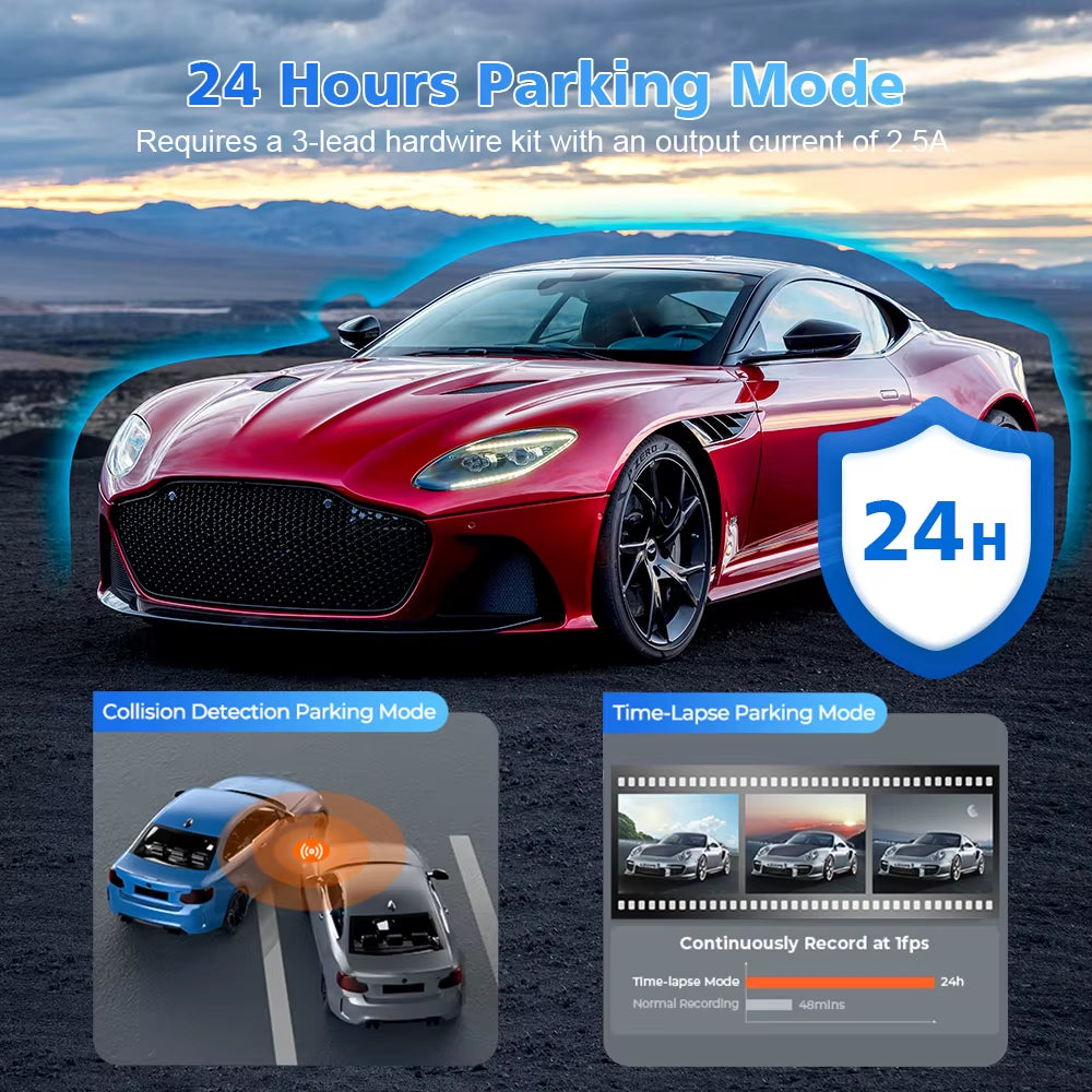 Dash Cam Ultra HD 4K+1080P Dual Dashcam Front and Rear for Cars, Built-In Wifi, Night Vision, APP, G-Sensor,170° Wide