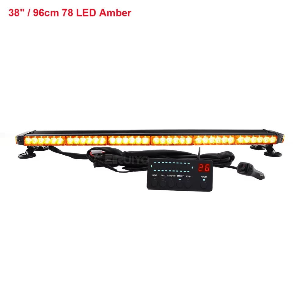 37" 43" 49" Amber White Emergency Warning LED Strobe Light Bar Roof Law Enforcement Flashing Lamp for Tow Truck 26 Modes