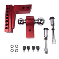 AP03 Adjustable 6" Drop/Rise Trailer Hitch Red for 2" Receiver with Anti-Theft Locks, Dual Ball Mount