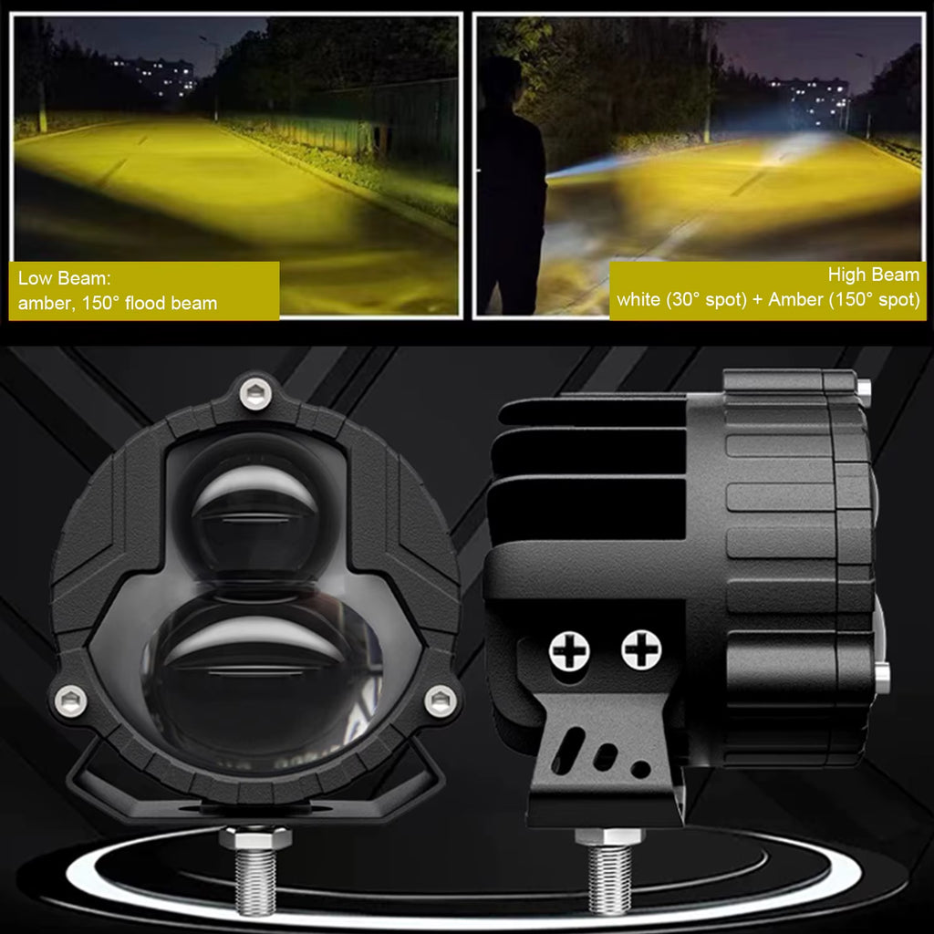 3" Inch LED Pods Light White Amber High Low Combo Beam Work Fog Driving Lights Bar for Car Motorcycle ATV SUV off Road 4X4 Truck